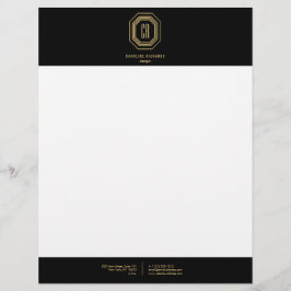  Art Deco Monogram Gold/zwart Briefhoofd