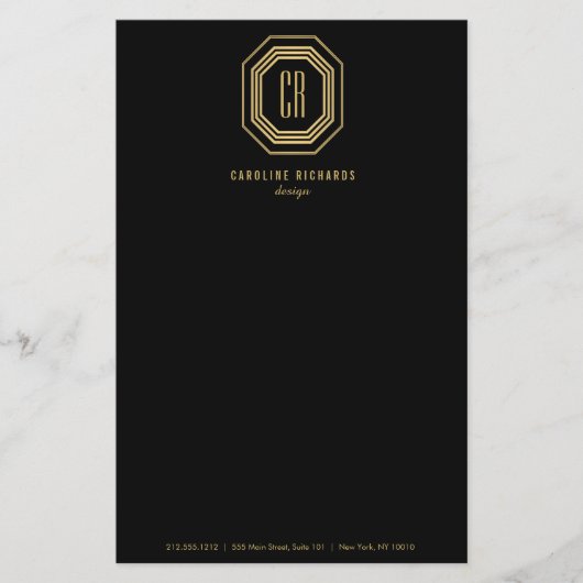  Art Deco Monogram Gold/zwart Flyer (Voorkant)