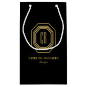  Art Deco Monogram Gold/zwart Klein Cadeauzakje (Achterkant)