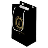 Art Deco Monogram Gold/zwart Klein Cadeauzakje (Achterkant Gekanteld)