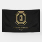  Art Deco Monogram Gold/zwart Spandoek (Horizontaal)