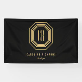  Art Deco Monogram Gold/zwart Spandoek