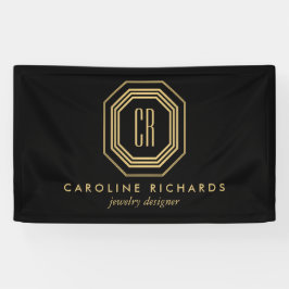  Art Deco Monogram Gold/zwart Spandoek