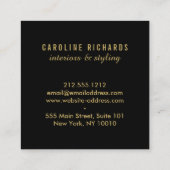  Art Deco Monogram Gold/zwart Vierkante Visitekaartje (Achterkant)