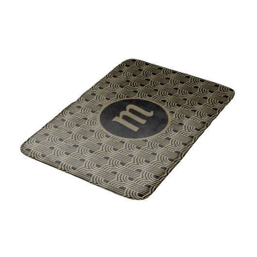 Art Deco Monogram Goud en Zwart Badmat (Gekanteld)