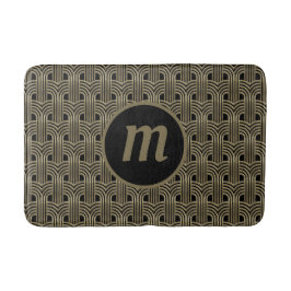 Art Deco Monogram Goud en Zwart Badmat