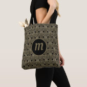 Art Deco Monogram Goud en Zwart Tote Bag (Dichtbij)
