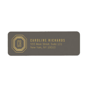 art deco monogram goud/grijs etiket