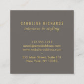 art deco monogram goud/grijs vierkante visitekaartje (Achterkant)