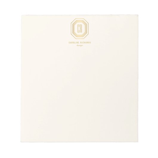  art deco monogram goud/ivoor notitieblok (Voorkant)