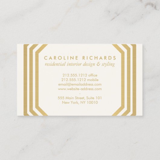  art deco monogram goud/ivoor visitekaartje (Achterkant)