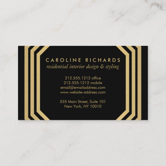  Art Deco Monogram Goud/Munt Visitekaartje (Achterkant)