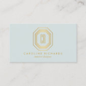  Art Deco Monogram Goud/Munt Visitekaartje (Voorkant)