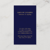 Art Deco Monogram Goud/Navy Verticaal Visitekaartje (Achterkant)