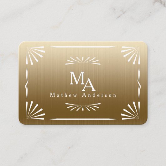 Art Deco Monogram goud persoonlijk Visitekaartje (Voorkant)