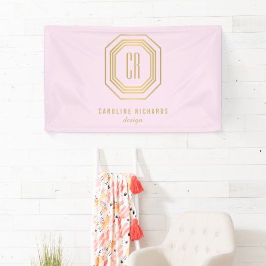  Art Deco Monogram Goud/Roze Spandoek (Insitu)