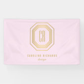  Art Deco Monogram Goud/Roze Spandoek (Horizontaal)
