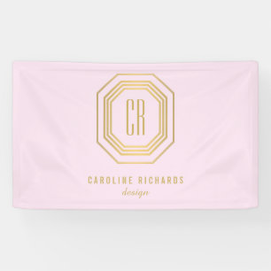 Art Deco Monogram Goud/Roze Spandoek