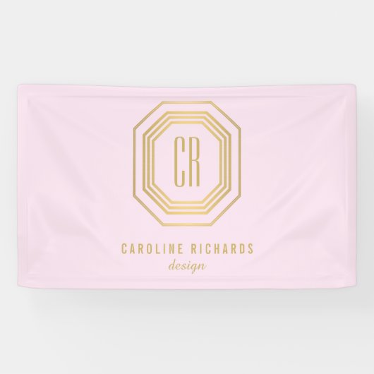  Art Deco Monogram Goud/Roze Spandoek (Horizontaal)