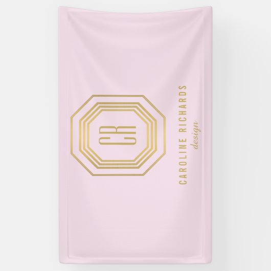  Art Deco Monogram Goud/Roze Spandoek (Verticaal)