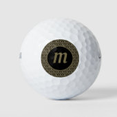 Art Deco Monogram Goud Zwart Golfballen (Voorkant)