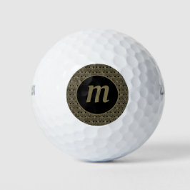 Art Deco Monogram Goud Zwart Golfballen
