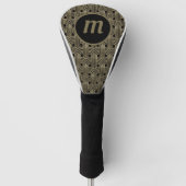 Art Deco Monogram Goud Zwart Golfheadcover (Voorkant)