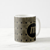 Art Deco Monogram Goud Zwart Koffiemok (Voorkant rechts)