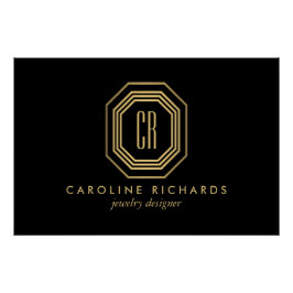  Art Deco Monogram Goud/Zwart Logo Downloaden Perfect Poster