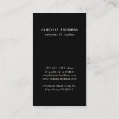  art deco monogram grijs/zwart verticaal visitekaartje (Achterkant)