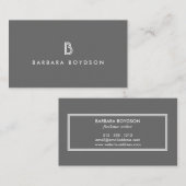 ART DECO MONOGRAM INITIAAL LOGO in GRIJS en WIT Visitekaartje (Voorkant / Achterkant)