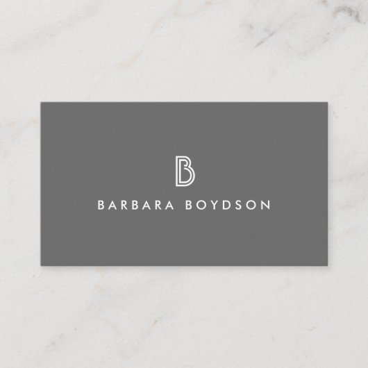 ART DECO MONOGRAM INITIAAL LOGO in GRIJS en WIT Visitekaartje (Voorkant)