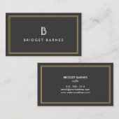 ART DECO MONOGRAM INITIAAL LOGO in WIT en GRIJS Visitekaartje (Voorkant / Achterkant)