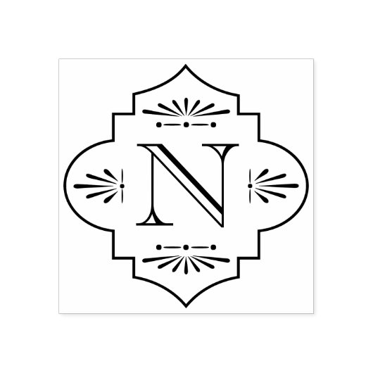  Art Deco Monogram Initiaal Rubberstempel (Afrduk)