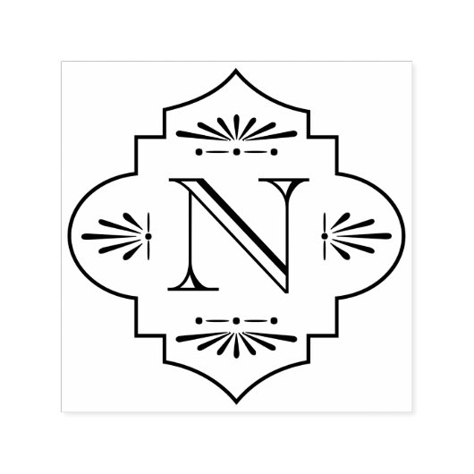  Art Deco Monogram Initiaal Zelfinktende Stempel (Design)