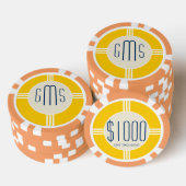 Art Deco Monogram Initialen Gepersonaliseerde Poke Poker Chips (Opstapeling)