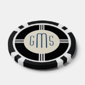 Art Deco Monogram Initialen Gepersonaliseerde Poke Poker Chips (Enkel)