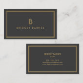 ART DECO MONOGRAM INITIALEN LOGO in GOUD en GRIJS Visitekaartje (Voorkant / Achterkant)