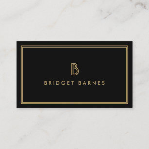 ART DECO MONOGRAM INITIALEN LOGO in GOUD en ZWART Visitekaartje