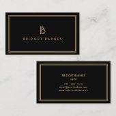 ART DECO MONOGRAM INITIALEN LOGO in GOUD en ZWART Visitekaartje (Voorkant / Achterkant)
