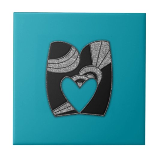 art deco monogram - M Tegeltje (Voorkant)