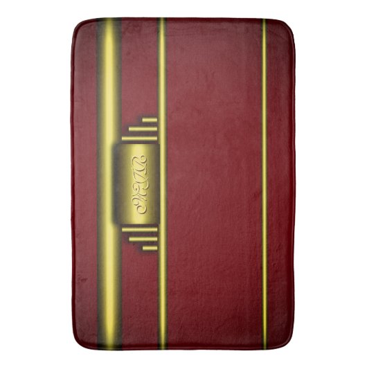 Art deco monogram op luxe goud en kastanje badmat (Voorkant Verticaal)