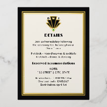 Art Deco Monogram QR Code Zwart Huwelijksdetails