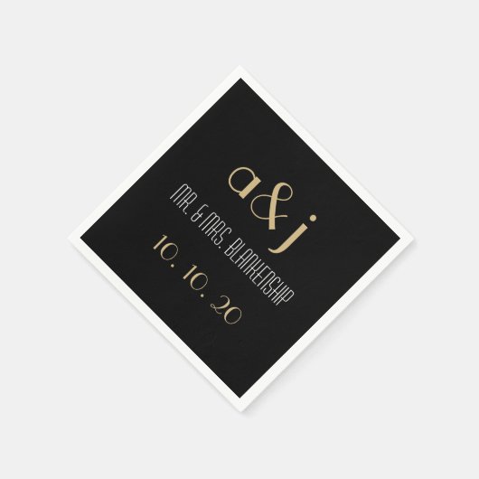 Art Deco Monogram Trouwpapier Servetten (Hoek)