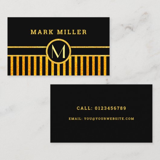 Art deco-monogram visitekaartje (Voorkant / Achterkant)