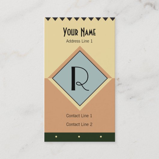 Art Deco Monogram Visitekaartje (Voorkant)