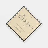 Art Deco Monogram Wedding Napkin Black Cream Servet (Hoek)