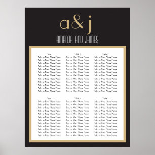 Art Deco Monogram Wedding Seating Chart Poster