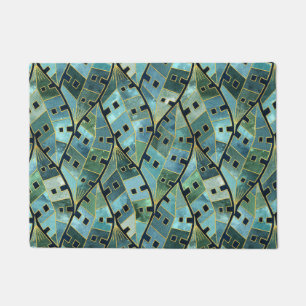 Art Deco Monstera Tropische bladeren in blauw groe Deurmat