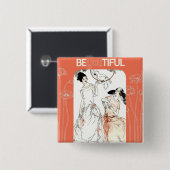 Art Deco - Mooi Vierkante Button 5,1 Cm (Voorkant /achterkant)